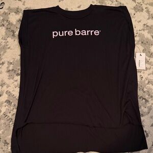 Pure Barre Black Muscle Top with Pink Logo Small